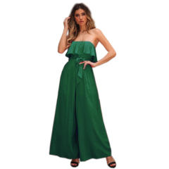 Summer Ruffled Tube Tops Wide Leg Trousers For Women PQLQ007A