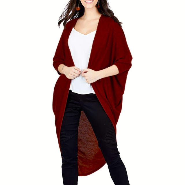 Autumn Irregular Jacket Loose Mid-length Shawl Tops Knitted Cardigan PQLQ036C