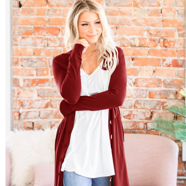 Women Sweater V-neck Casual Dress Winter Long Sleeve Cardigan PQLQ024B