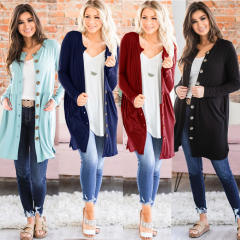 V-neck Casual Dress Winter Long Sleeve Cardigan Women Sweater PQLQ024C