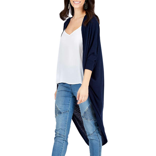 Autumn Irregular Jacket Loose Mid-length Shawl Tops Knitted Cardigan PQLQ036C