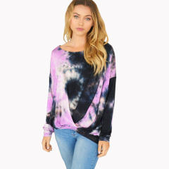 Autumn Long Sleeve T-shirts Tie-dye Printed Tops For Women PQLQ055A