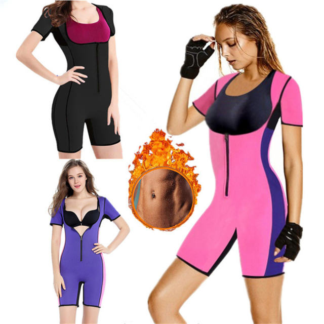 Neoprene Sauna Sweating Vest Zipper Bodysuit Women Slimming Tracksuit PQYR066B