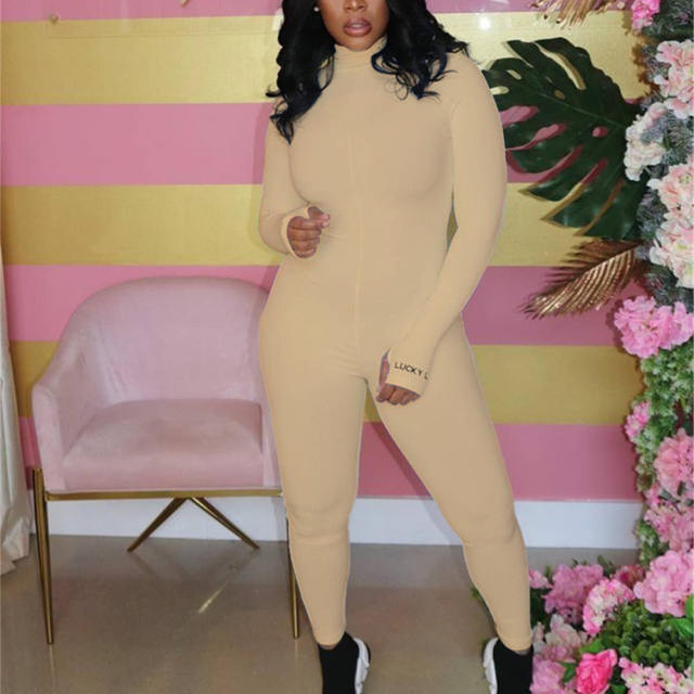 Solid Color Tracksuit Fashion Street Wear Pit Striped Ribbed Jumpsuit PQ6115H