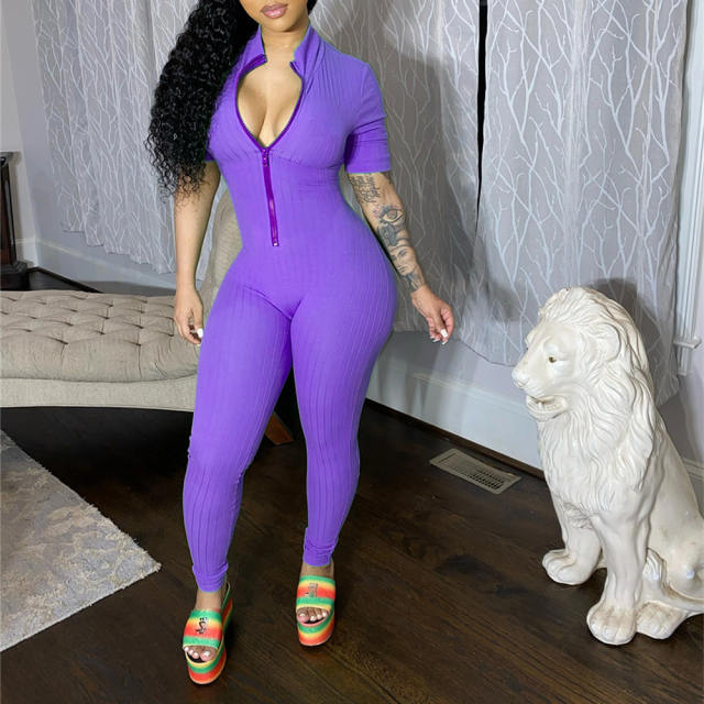 Big Pit Striped Jumpsuit For Women Sexy Nightclub Wear PQAJ4317B