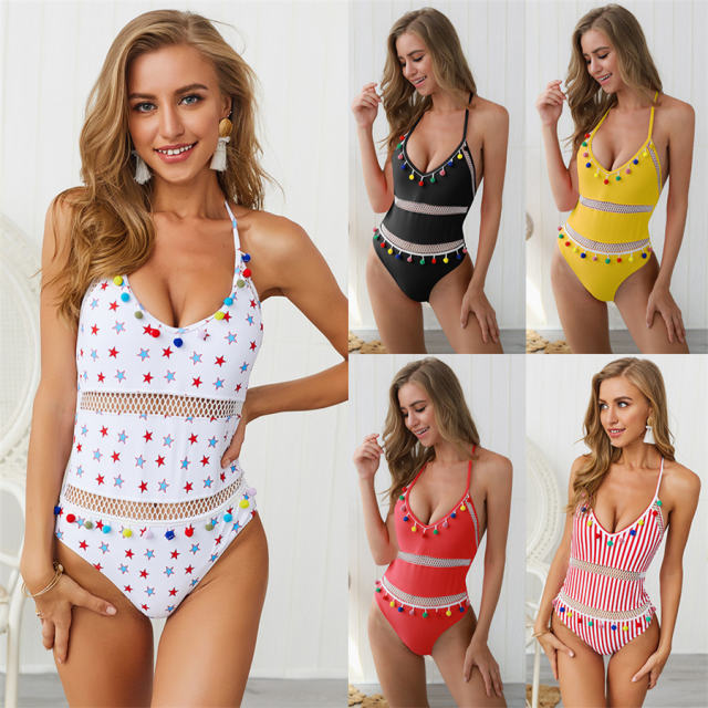 One Piece Swimwear Summer Mesh Beach Wear Women Swimming Costume PQ19002B