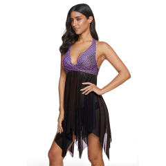 Polka Dot Bathing Suit Female Plus Size Beach Dress PQ2040D