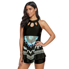 Super Size Beachwear Women Halter Tankinis Paisley Bathing Suits PQ2058B
