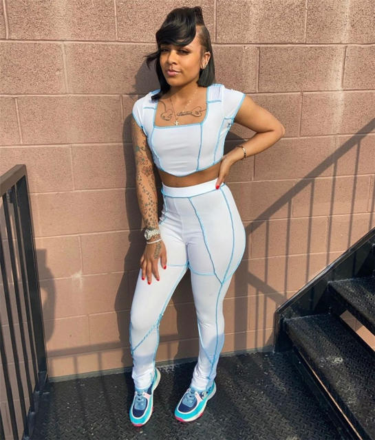 Women Fashion Street Wear Slim Short-sleeved Two Piece Suits PQAJ4106A