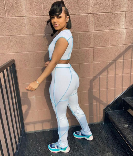 Women Fashion Street Wear Slim Short-sleeved Two Piece Suits PQAJ4106A