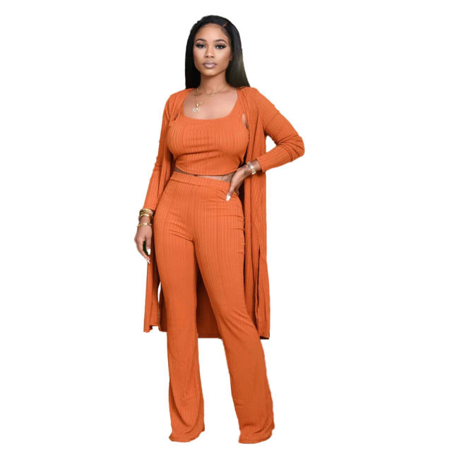 Autumn Casual Suit Fashion Pit Long Sleeve Cloak With Vest and Pants PQ4315A
