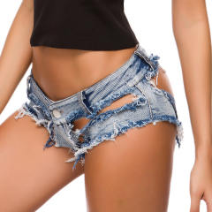 Hollow Out Denim Shorts Sexy Women Jeans Hot Pants Low Waist Ripped Clubwear PQ862