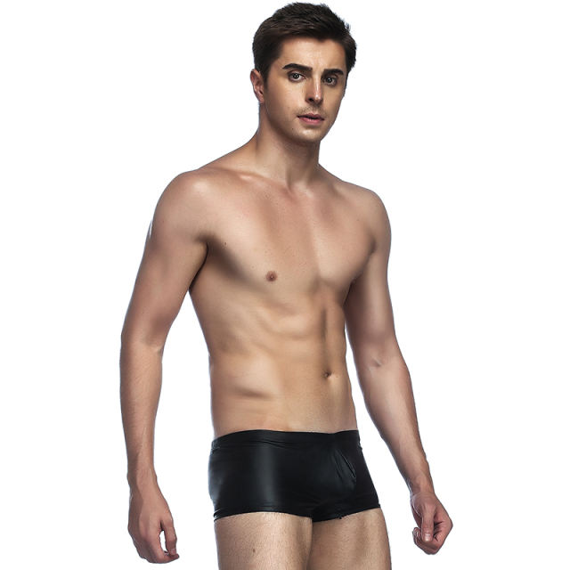 Patent Leather Slim Boxer Briefs Men's Sexy Underwear PQMP006B