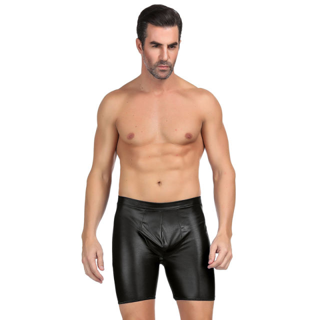 Red Color Men‘s Patent Leather Pants With Exposed Hips PQMP064B