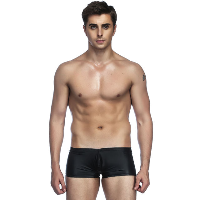 Patent Leather Slim Boxer Briefs Men's Sexy Underwear PQMP006B