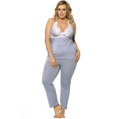 Plus Size Lingerie With Halter Tops Casual Home Wear Female Pajamas PQ80160C