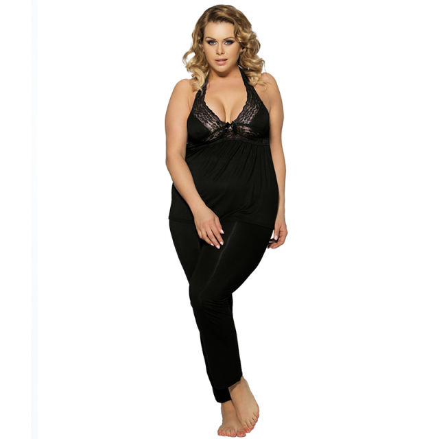 Plus Size Lingerie With Halter Tops Casual Home Wear Female Pajamas PQ80160C