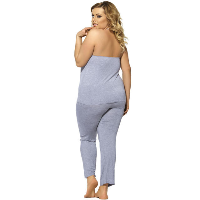 Casual Home Wear Female Pajamas Plus Size Lingerie With Halter Tops PQ80160A