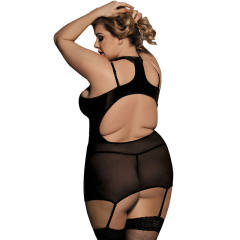 Black Erotic Faux Leather Lingerie Sexy PU Babydoll Set PQ80385