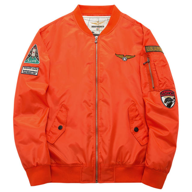 Black Plus Size Pilot Baseball Coat Men's Sports Casual Jacket PQ1688D