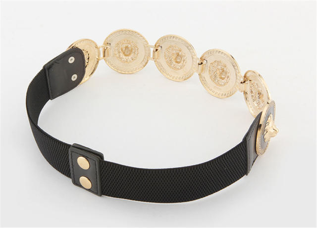 Metal Lion Head Belt Elastic Wide Waist Seal Animal Decoration Belt PQZL6080