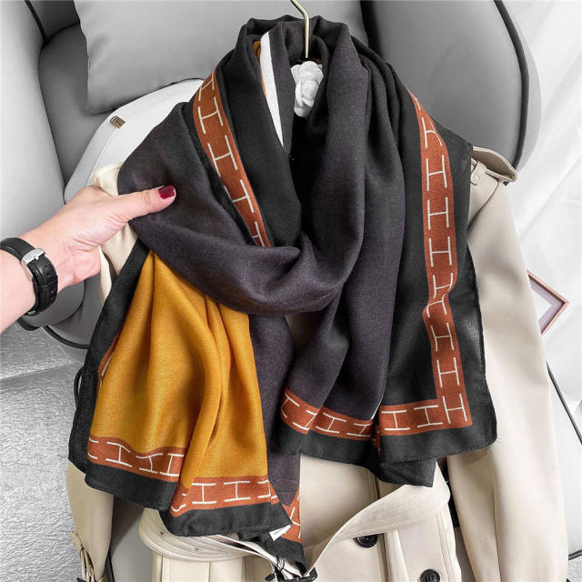 Oversized Winter Shawl Cotton Linen Scarf Women Fall Silk Scarf PQLY181B