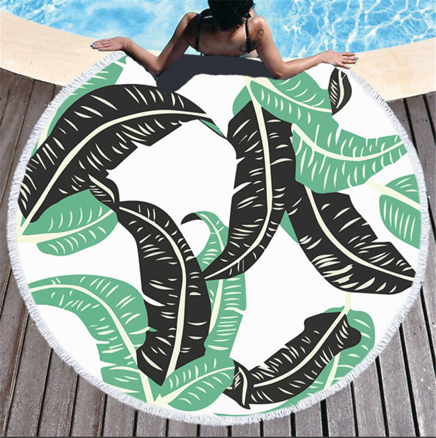 Fashion Seaside Vacation Round Printing Beach Towel Picnic Mat PQHD2007A