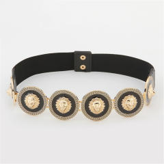Metal Lion Head Belt Elastic Wide Waist Seal Animal Decoration Belt PQZL6080