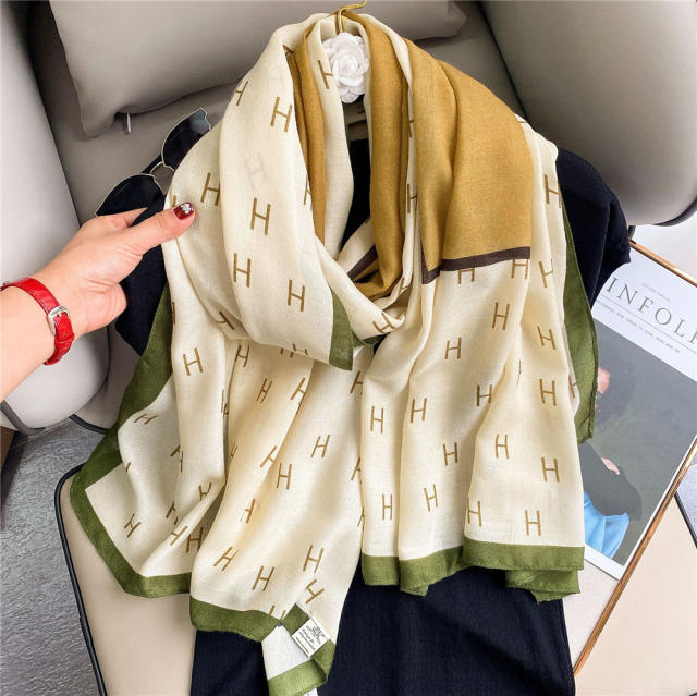 Yellow Cotton Linen Scarf Women Fall Silk Scarf Winter Oversized Shawl PQLY180B