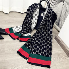 Black/White Imitation Cashmere Scarfs Women Letter Striped Shawl PQ1981E