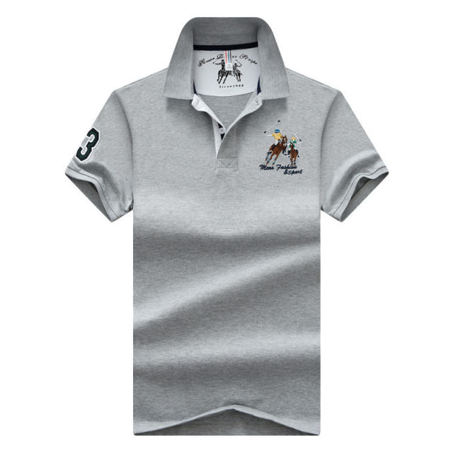 White Cotton Short Sleeve T-shirt Men Lapel Loose Tops Summer Polo Shirt PQ2020C