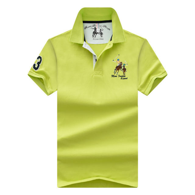 Black Cotton Short Sleeve T-shirt Men Lapel Loose Tops Summer Polo Shirt PQ2020A