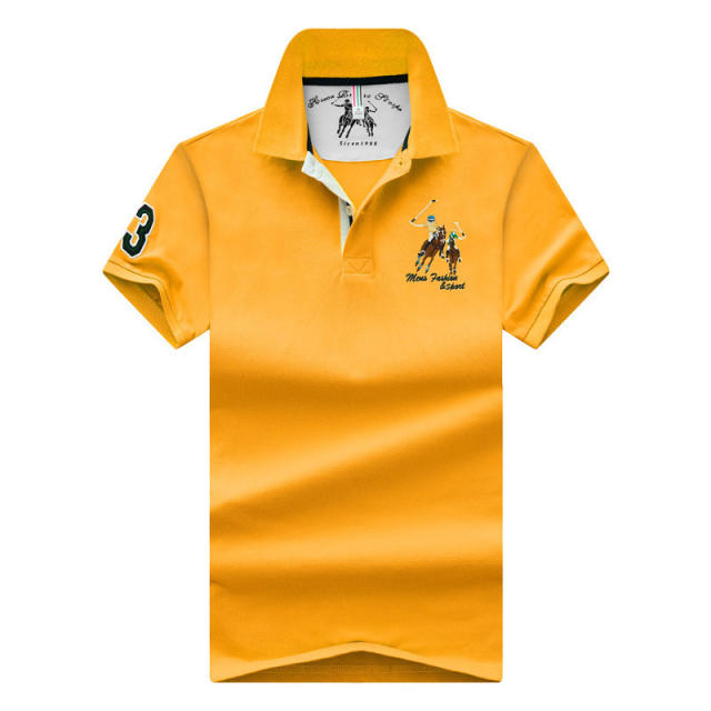 Orange Summer Polo Shirt Cotton Short Sleeve T-shirts Men Lapel Loose Tops PQ2020F