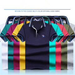 Dark Blue Polo Shirt Cotton Short Sleeve T-shirts Men Lapel Summer Tops PQLG1703A