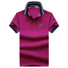 Dark Blue Polo Shirt Cotton Short Sleeve T-shirts Men Lapel Summer Tops PQLG1703A