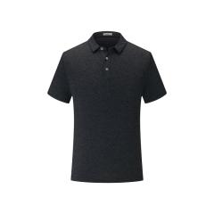 Dark Blue Summer Combed Cotton Tops Plain Weave Lapel Work Shirts POLO shirt PQ1838C