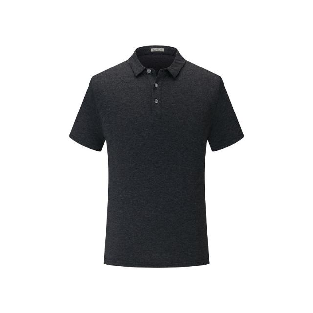 Dark Blue Summer Combed Cotton Tops Plain Weave Lapel Work Shirts POLO shirt PQ1838C