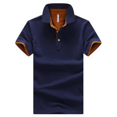 Trend Lapel T-shirt Short Sleeved Solid Color Summer Tops Men Polo Shirt PQ501E