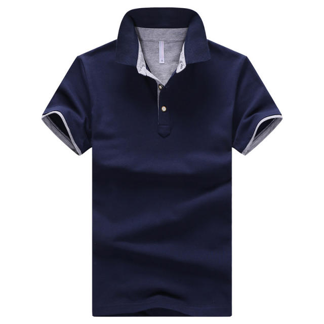 Men Polo Shirt Solid Color Trend T-shirt Lapel Short Sleeved Summer Tops PQ501C