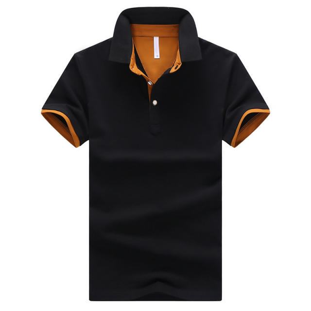 Summer Tops Short Sleeve Men Polo Shirt Trend Solid Color Lapel T-shirt PQ501H