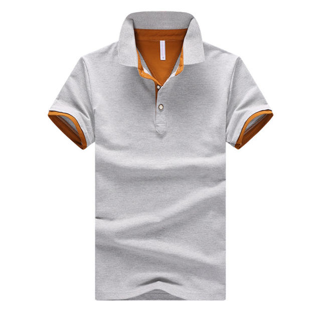 Men Polo Shirt Trend T-shirt Solid Color Lapel Short Sleeved Summer Tops PQ501B