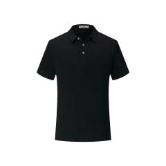Dark Blue Summer Combed Cotton Tops Plain Weave Lapel Work Shirts POLO shirt PQ1838C