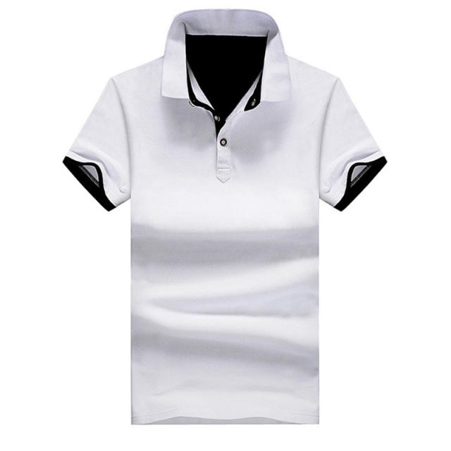 Men Polo Shirt Solid Color Trend T-shirt Lapel Short Sleeved Summer Tops PQ501C