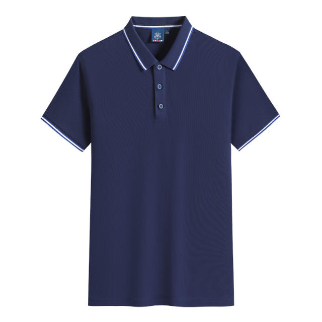 Black Summer Cotton T-shirt Custom Lapel Short Sleeve Polo Shirt Team Work Clothes PQ2003A