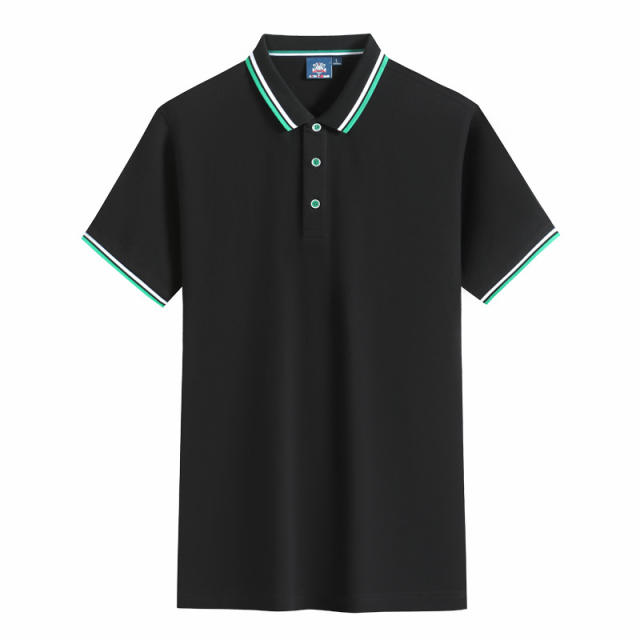 Black Summer Cotton T-shirts Lapel Team Work Clothes Short Sleeve Polo Shirt PQ2005A