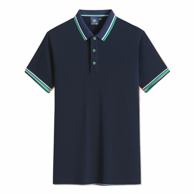 Black Summer Cotton T-shirts Lapel Team Work Clothes Short Sleeve Polo Shirt PQ2005A