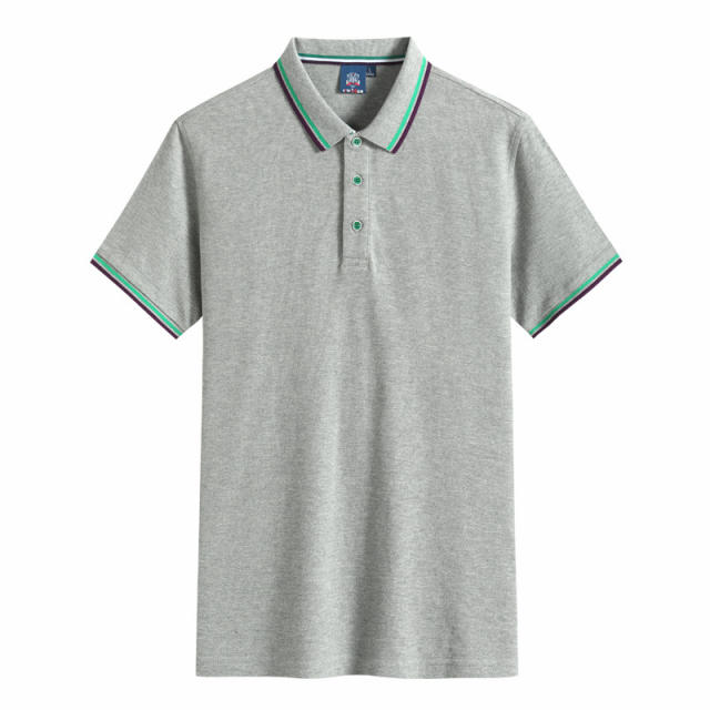Black Summer Cotton T-shirts Lapel Team Work Clothes Short Sleeve Polo Shirt PQ2005A
