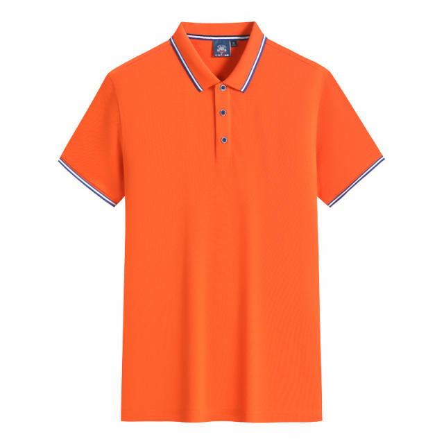 Black Summer Cotton T-shirt Custom Lapel Short Sleeve Polo Shirt Team Work Clothes PQ2003A