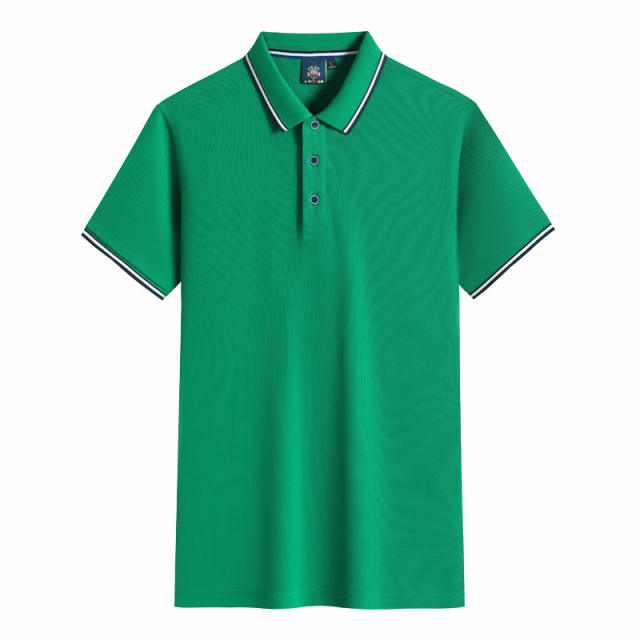Black Summer Cotton T-shirt Custom Lapel Short Sleeve Polo Shirt Team Work Clothes PQ2003A