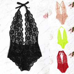 Yellow Sheer Lace Teddies Lingerie for Women Sexy Bodysuit PQBS004F